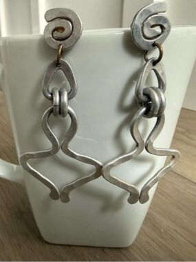 Silver Abstract Dangle Earrings